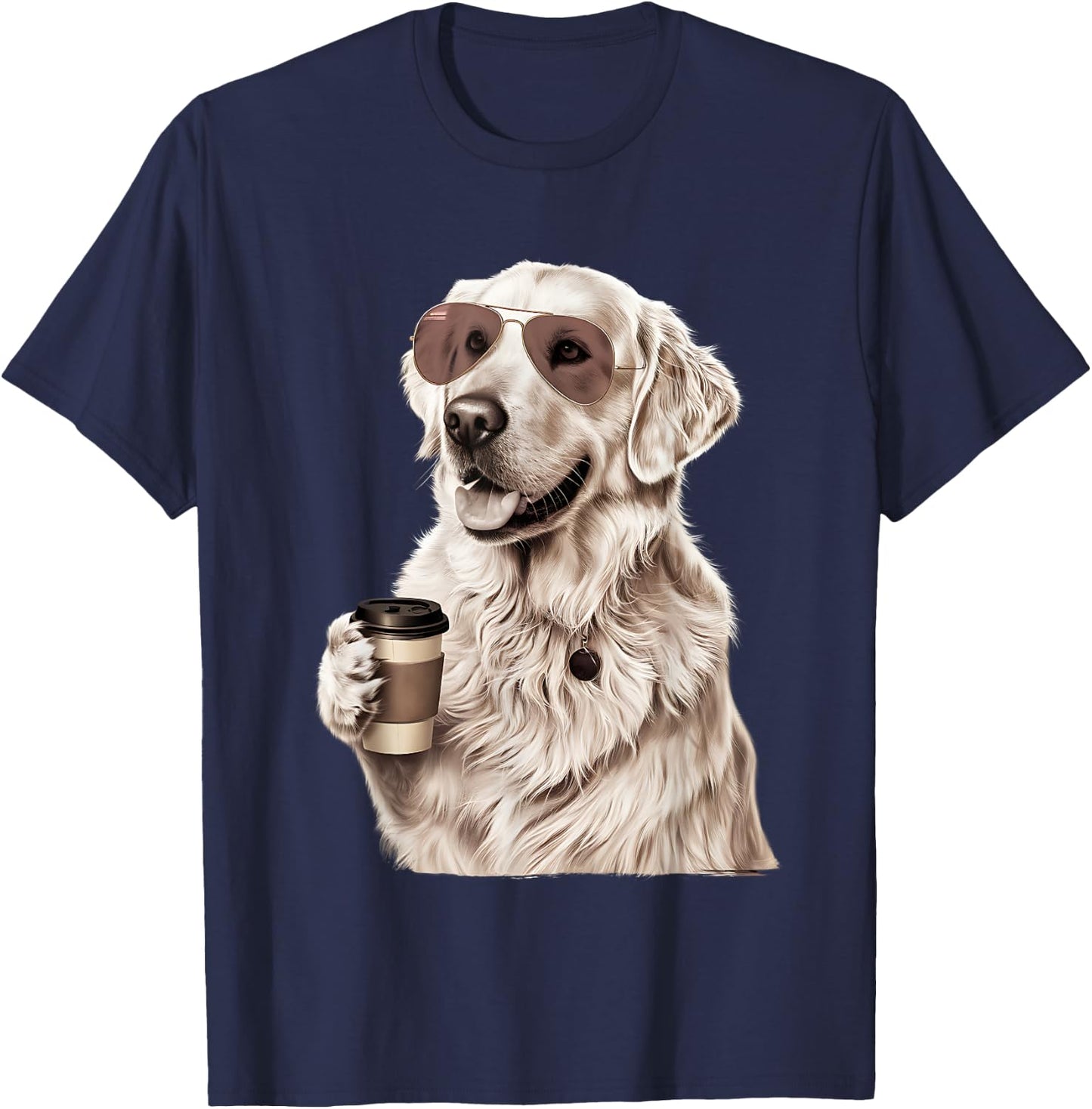 English Cream Golden Retriever Coffee Dog Mom Dad T-Shirt - T-Shirt | Navy