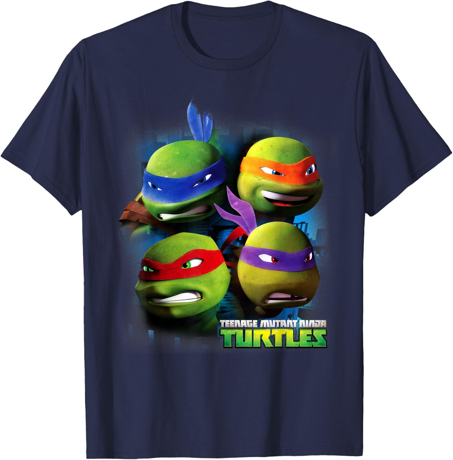 Teenage Mutant Ninja Turtles Large Character Heads T-Shirt - T-Shirt | Navy