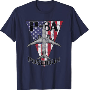 P-8 Poseidon Military Airplane Patriotic Vintage T-Shirt - T-Shirt | Navy