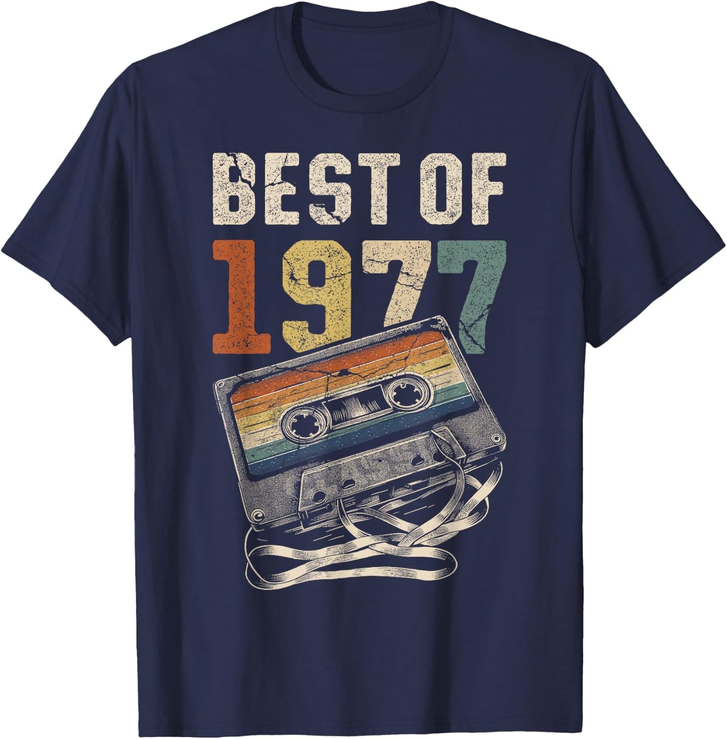 Best of 1977 Cassette 49 Years Music Retro Birthday T-Shirt - T-Shirt | Navy