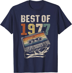 Best of 1977 Cassette 49 Years Music Retro Birthday T-Shirt - T-Shirt | Navy