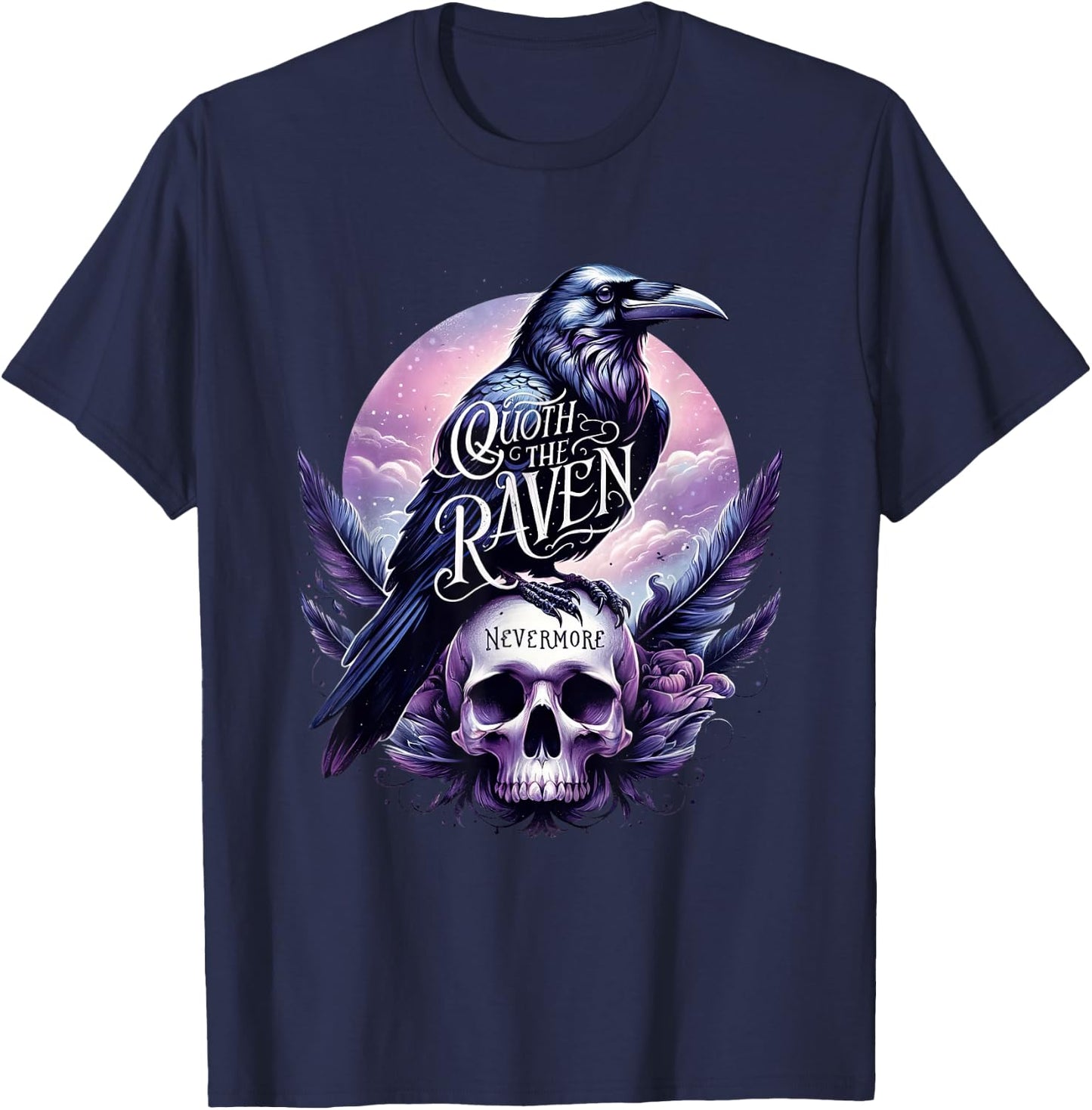 Edgar Allan Poe Nevermore Quoth The Raven T-Shirt - T-Shirt | Navy