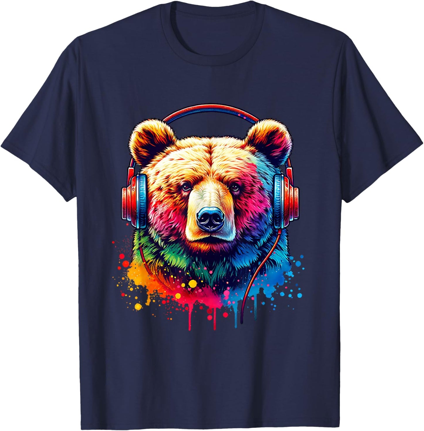 Bear With Headphones T-Shirt - T-Shirt | Navy