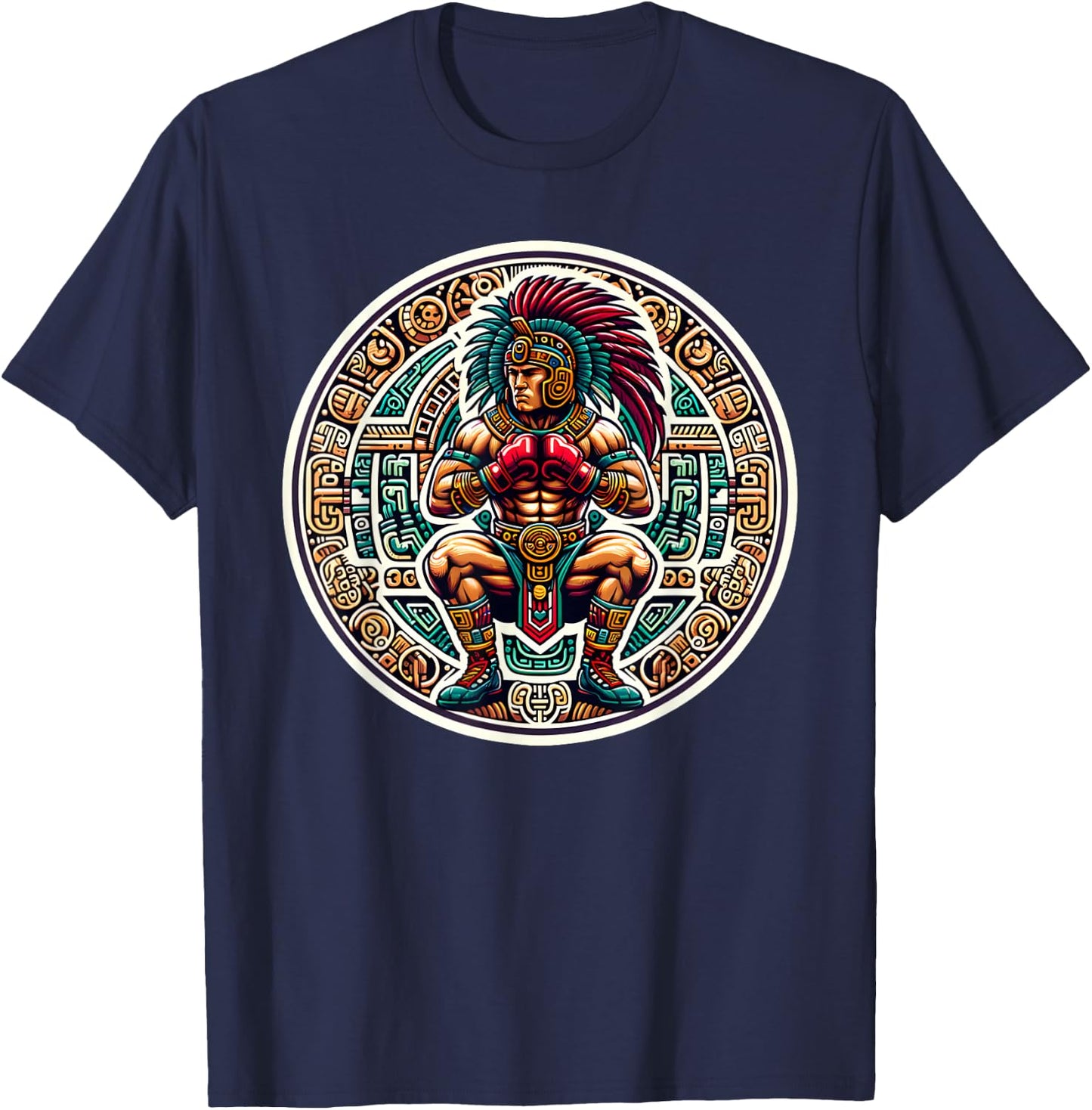 Boxing Mexico Funny Mexican Vintage Style Boxing flag Mexico T-Shirt - T-Shirt | Navy