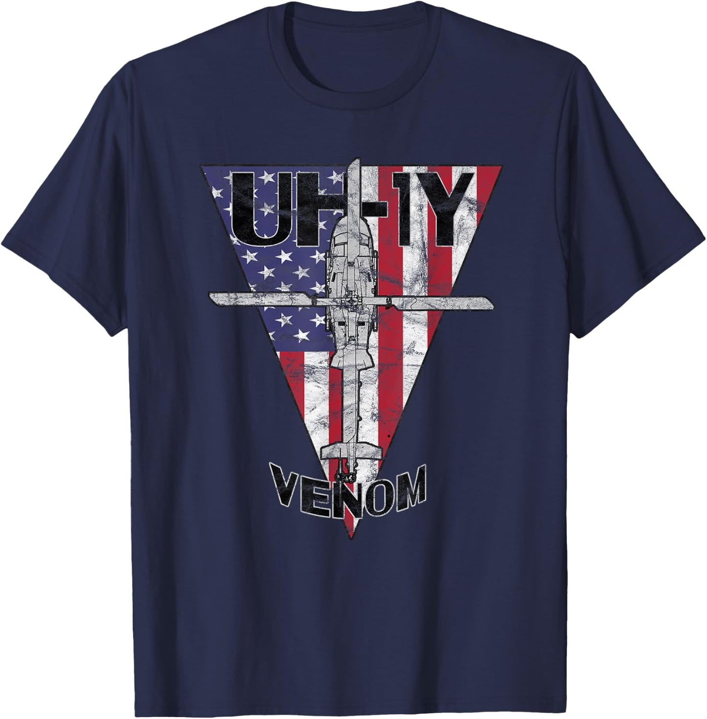 UH-1Y Venom Military Helicopter Patriotic Vintage T-Shirt - T-Shirt | Navy