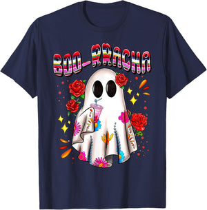 BOO-rracha Serape Ghost, Mexican Serape Ghost Halloween T-Shirt - T-Shirt | Navy