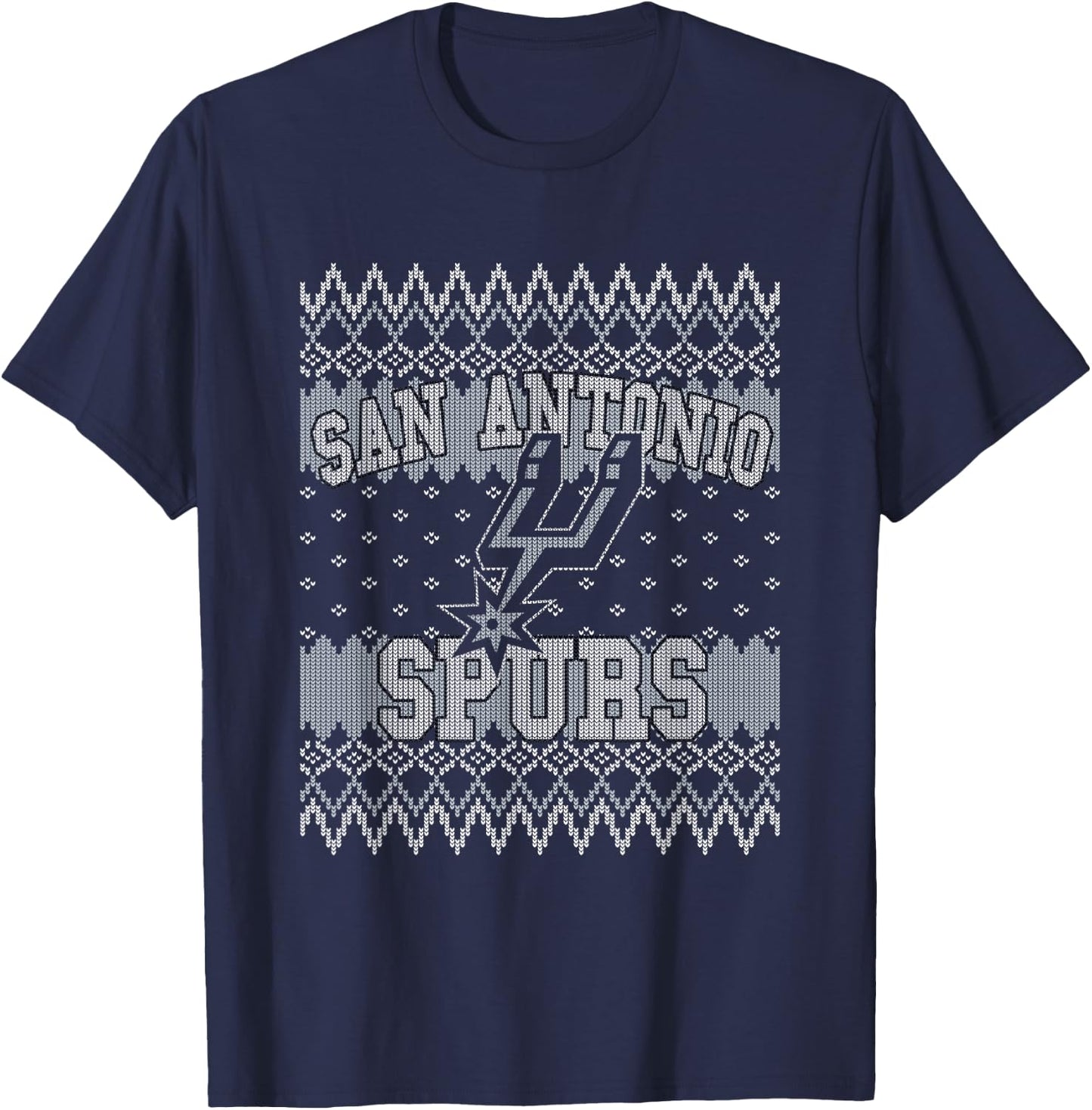NBA San Antonio Spurs Ugly Christmas Sweater Style T-Shirt - T-Shirt | Navy