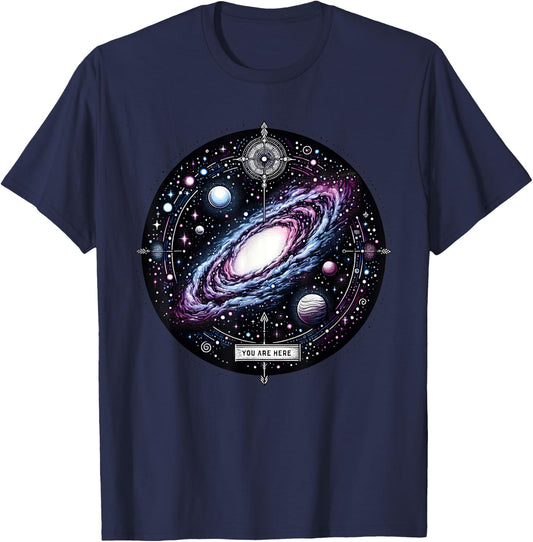 You Are Here Milky Way Funny Galaxy Astronomy Men Women Kids T-Shirt - T-Shirt | Navy