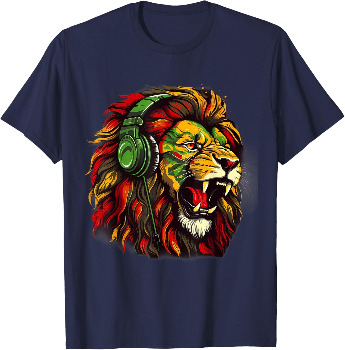 Reggae Music Rasta Pride Jamaican Roots Rasta Reggae Lion T-Shirt - T-Shirt | Navy