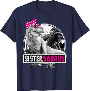 Sistersaurus T-Rex Dinosaur Sister Dinosaur Sister T-Shirt - T-Shirt | Navy