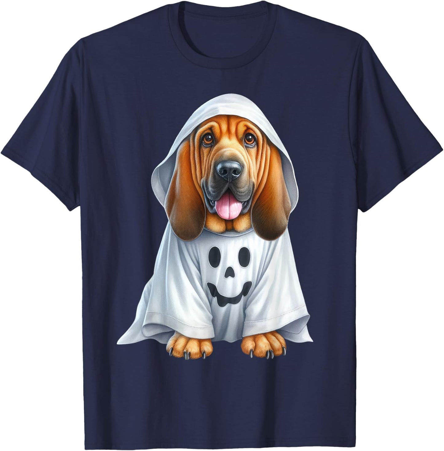 Funny Ghost Bloodhound Dog Lover Halloween Costume Men Women T-Shirt - T-Shirt | Navy