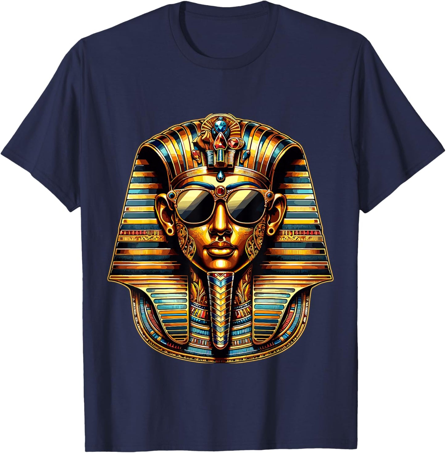 King Pharaoh Tutankhamun King Tut Sunglasses T-Shirt - T-Shirt | Navy