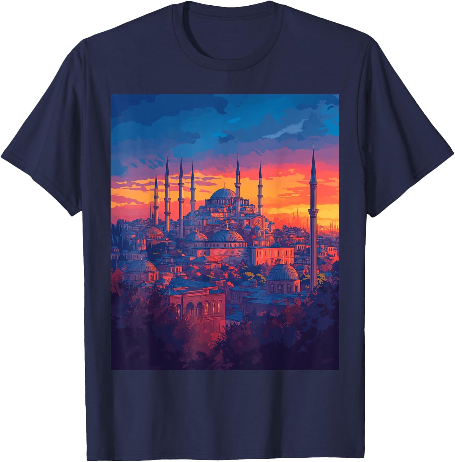Istanbul Skyline With Historical Architecture T-Shirt - T-Shirt | Navy