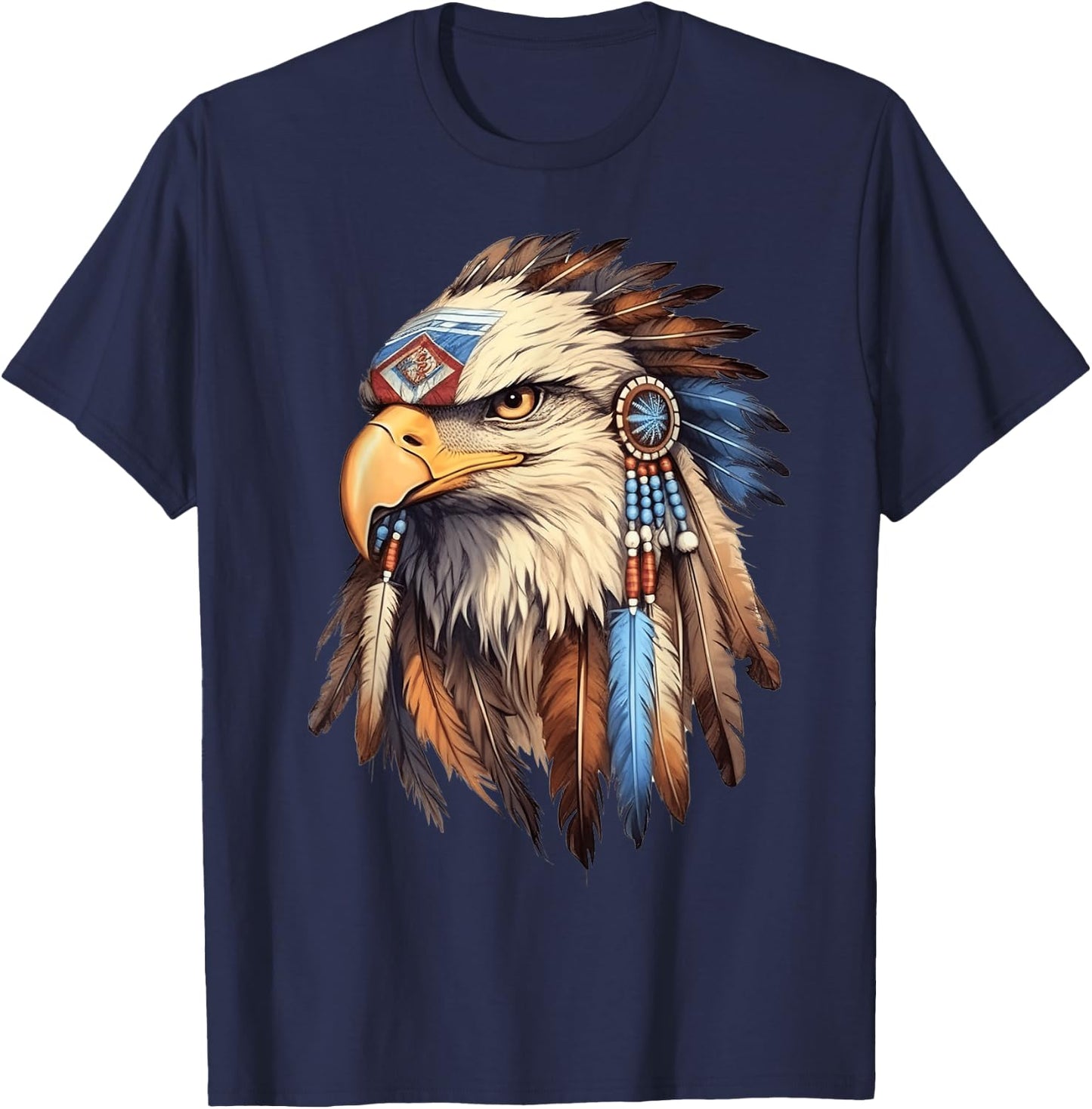 Native American Tribal Dream-Catcher Eagle Tribal Animal Art T-Shirt - T-Shirt | Navy