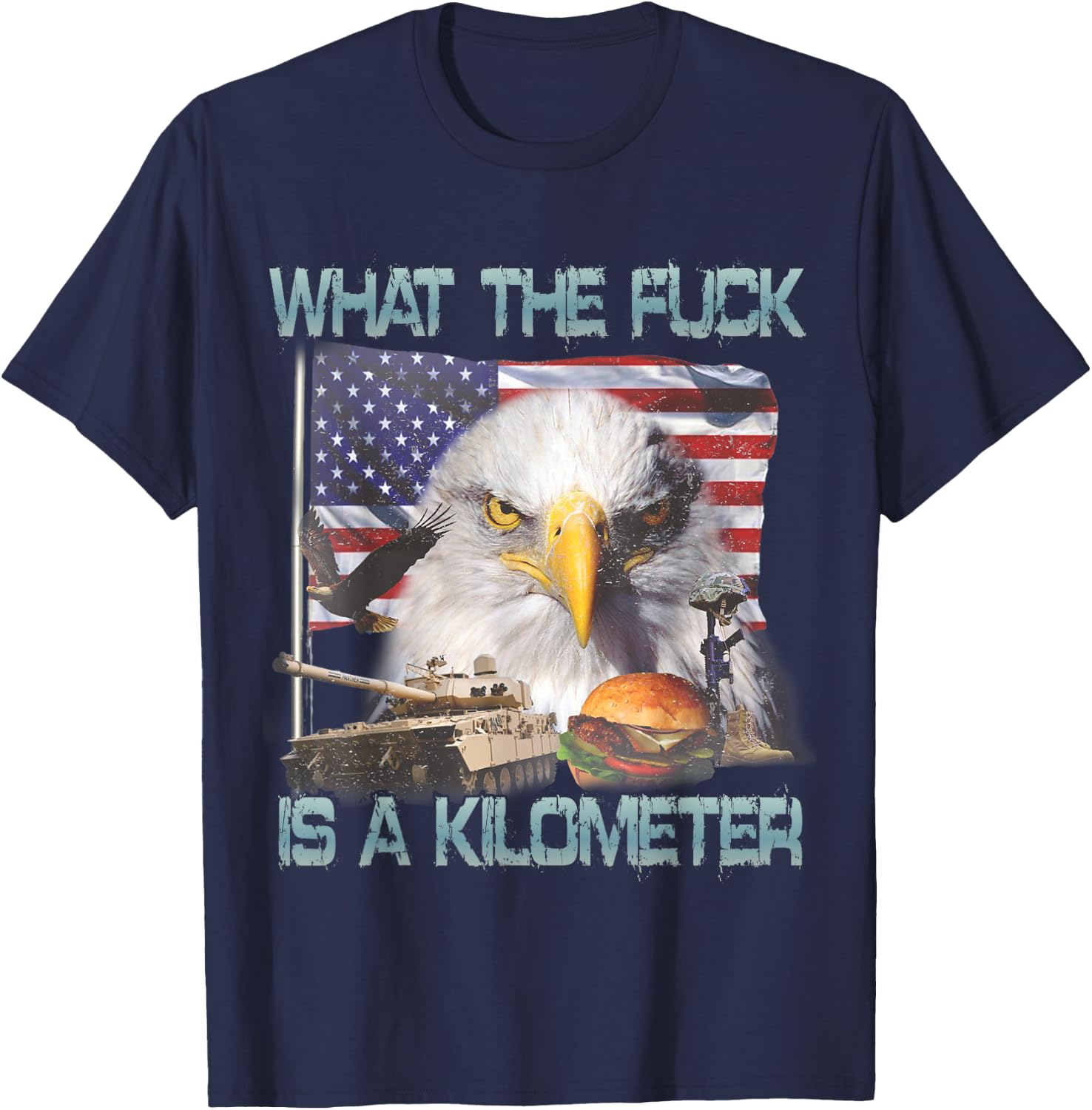 WTF What The FCK is A Kilometer GeorgeWashington 4th of July T-Shirt - T-Shirt | Navy