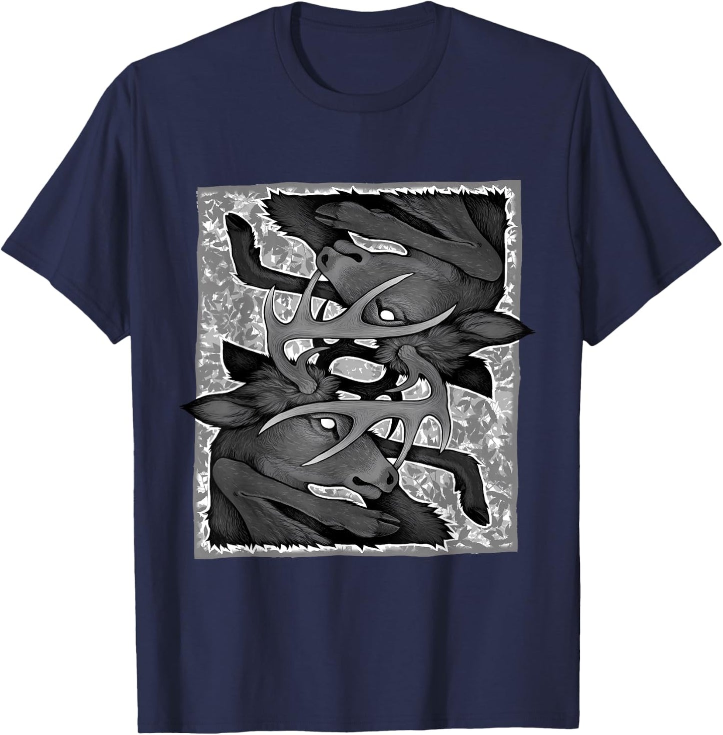 Whitetail Deer Buck Antler Lock T-Shirt - T-Shirt | Navy