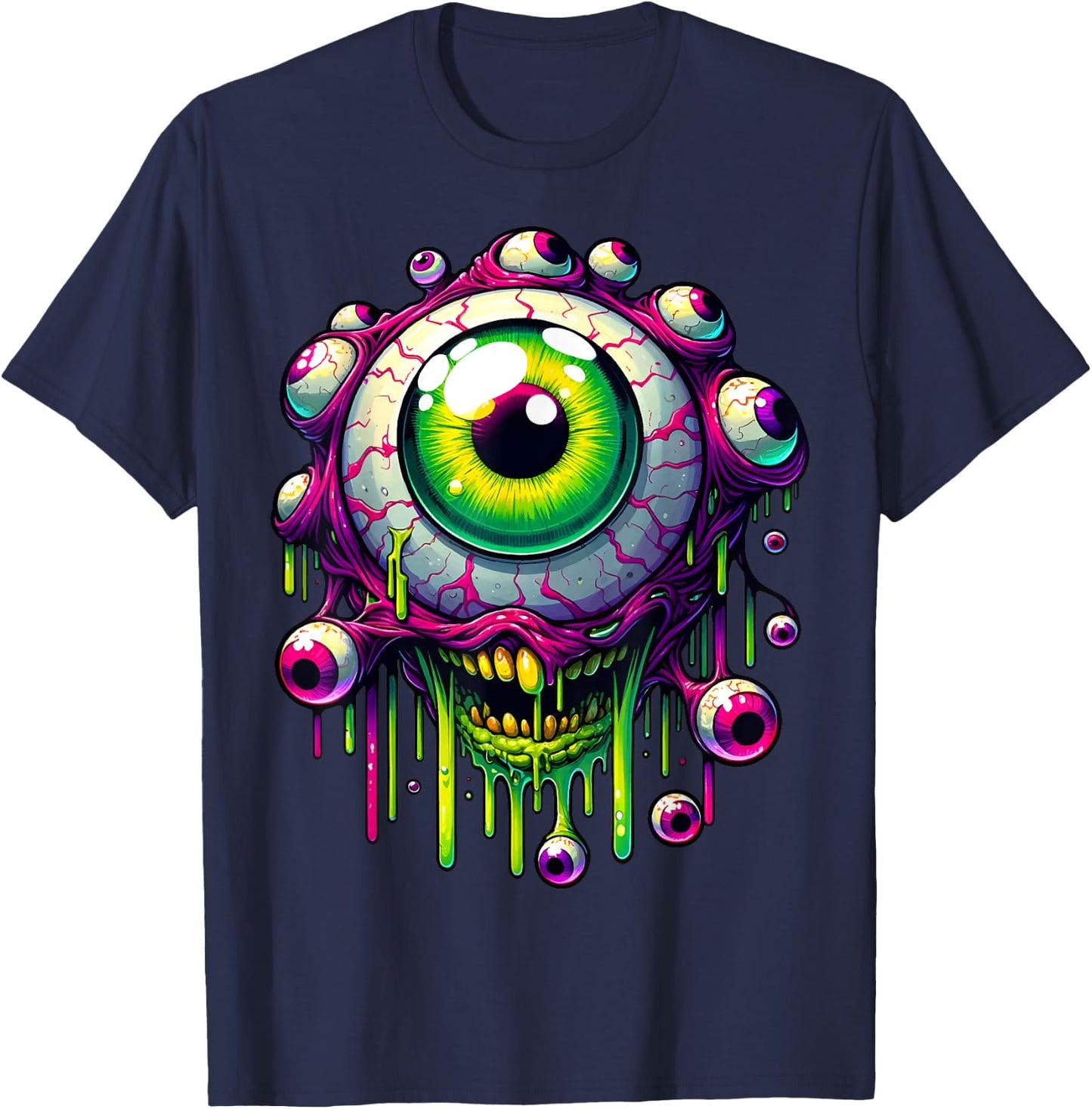 Summer & Festival - Trippy Surreal Psychedelic Eye Art Men Women Girls Kids T-Shirt - T-Shirt | Navy