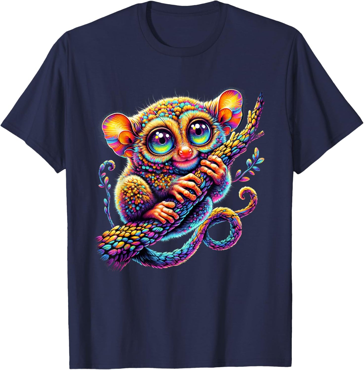Cute Colorful Tarsier Art Phillippines Bohol Monkey Tarsier T-Shirt - T-Shirt | Navy