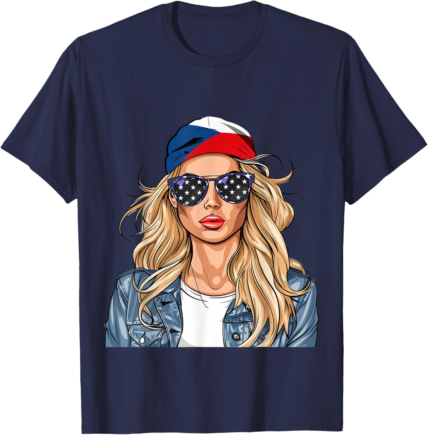 Czech Flag Souvenirs Woman American Products Czechia T-Shirt - T-Shirt | Navy