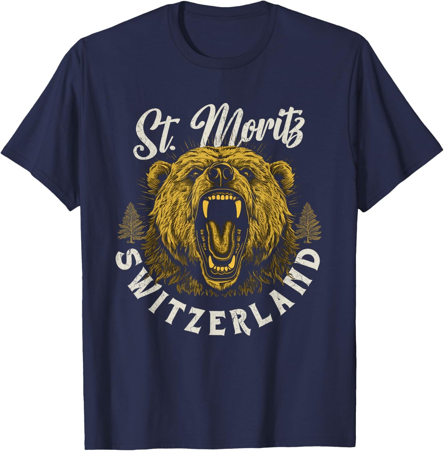 St. Moritz Switzerland Hiking Outdoor Graphic T-Shirt - T-Shirt | Navy