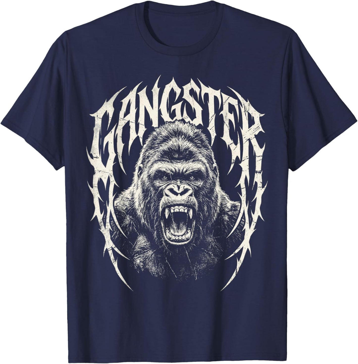 Gorilla Gangster Streetwear Graphic T-Shirt - T-Shirt | Navy