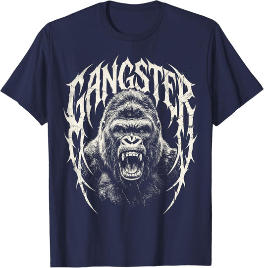 Gorilla Gangster Streetwear Graphic T-Shirt - T-Shirt | Navy