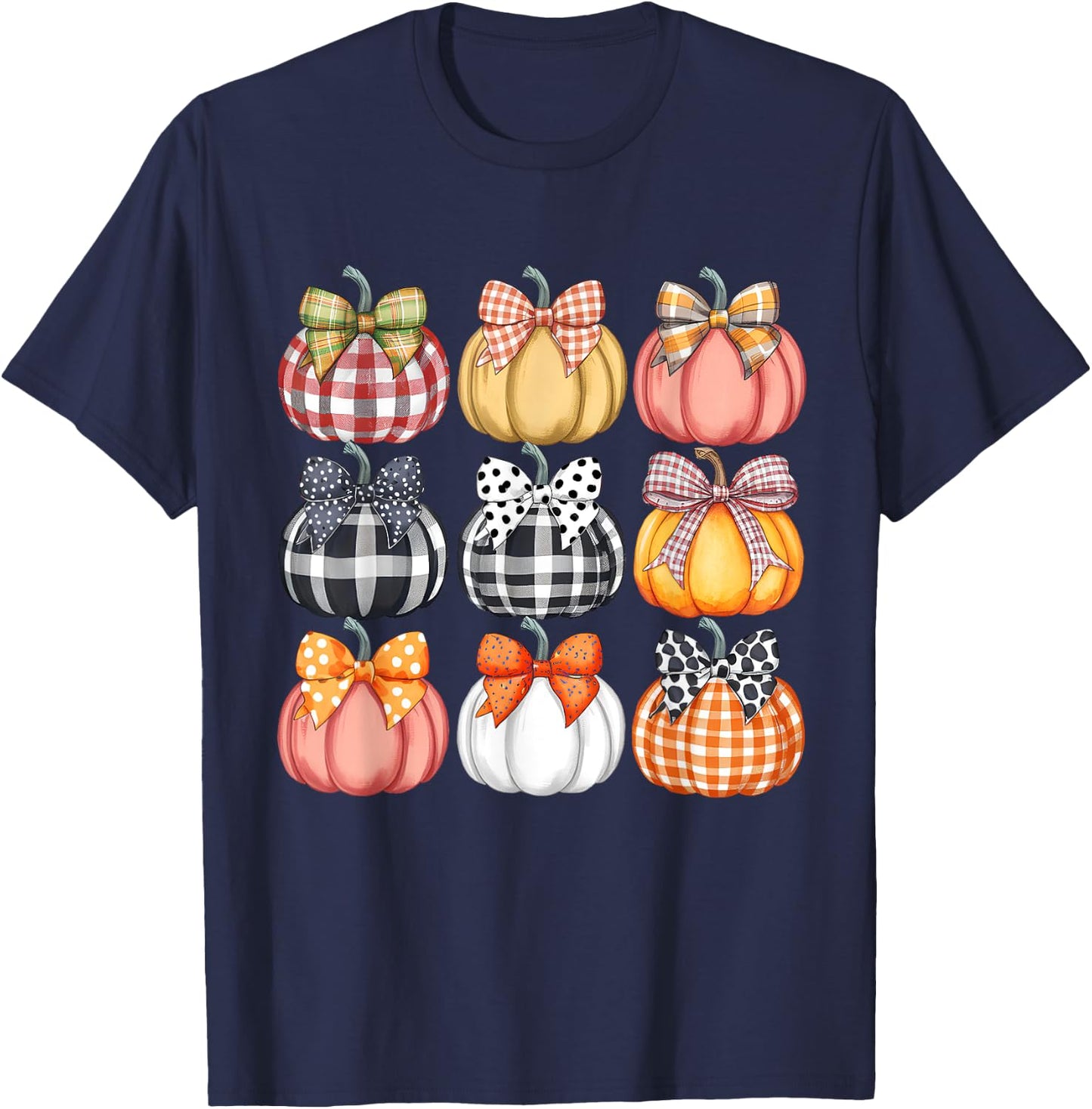 Pumpkin Coquette Bow Fall Halloween Costume Spooky Season T-Shirt - T-Shirt | Navy