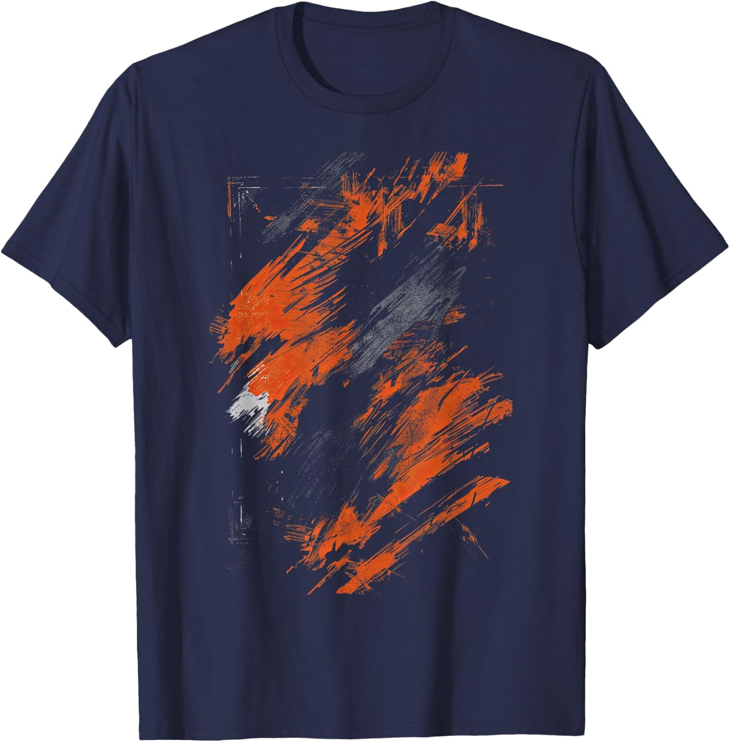 Orange and Black Dynamic Splatter T-Shirt - T-Shirt | Navy