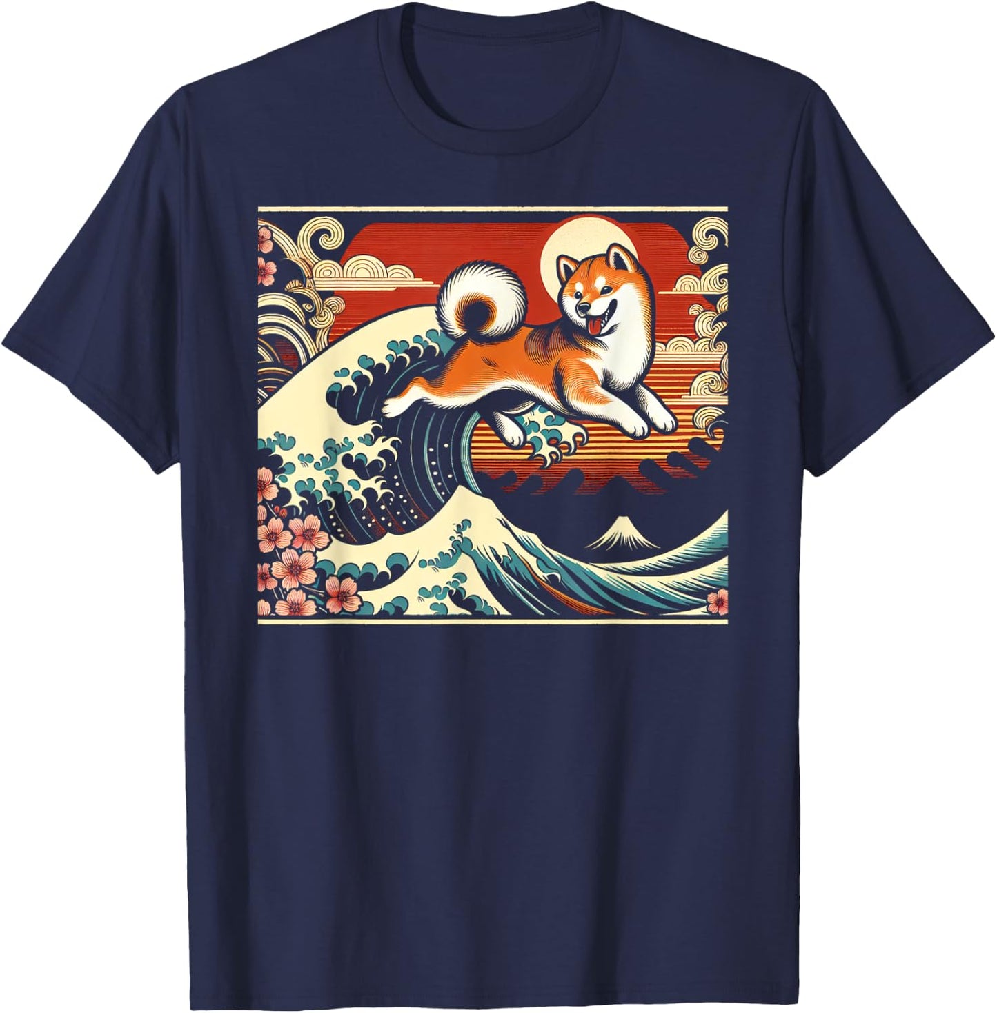 Shiba Inu Japanese Art Graphic Design T-Shirt - T-Shirt | Navy