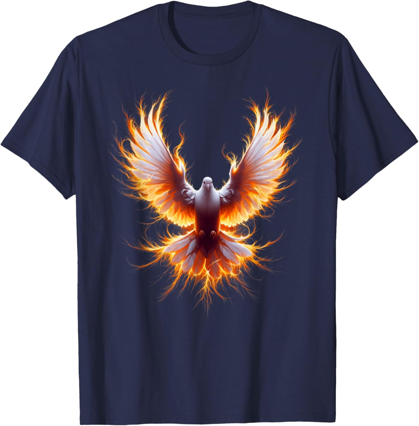 Flaming dove Holy Spirit Pentecost Christian faith T-Shirt - T-Shirt | Navy