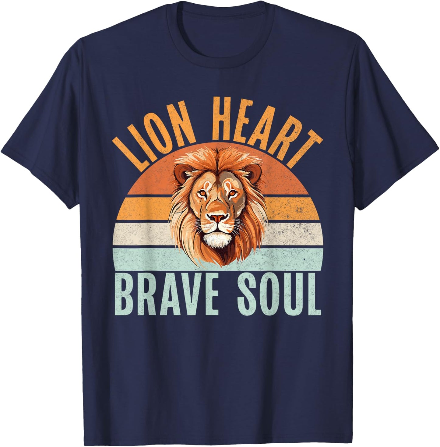Lion Heart Brave Soul Lion T-Shirt - T-Shirt | Navy