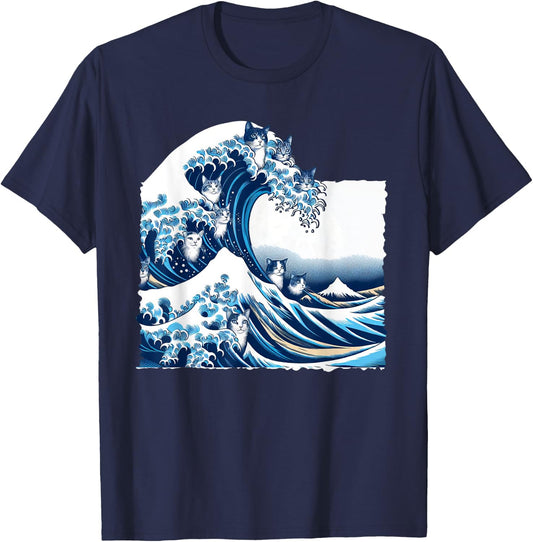 Blue Cats Wave For Kamala Funny Cat Owners Kamala Harris Men Women T-Shirt - T-Shirt | Navy