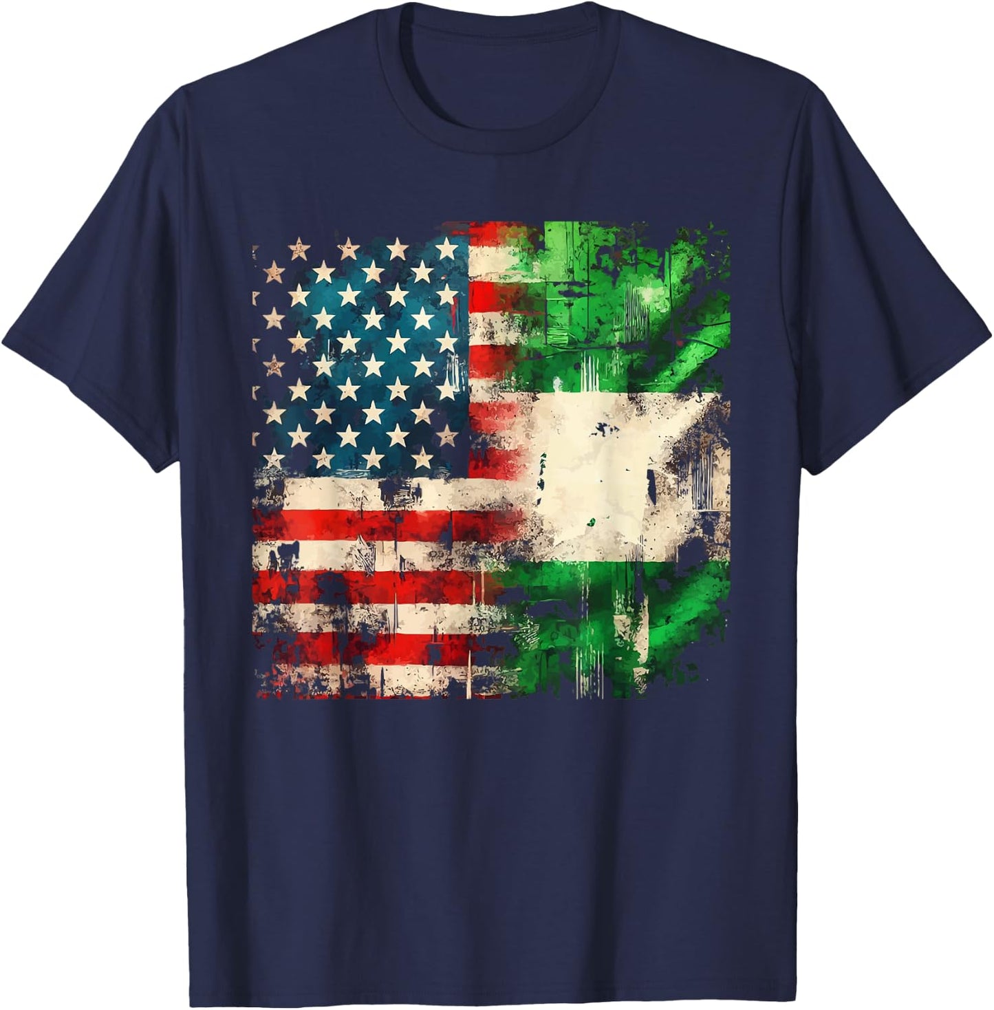 Half Nigerian Half American USA Flag Nigeria America T-Shirt - T-Shirt | Navy