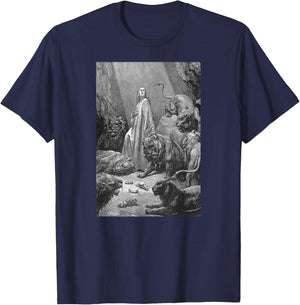 Gustave Dore Daniel in the Lions Den T-Shirt - T-Shirt | Navy