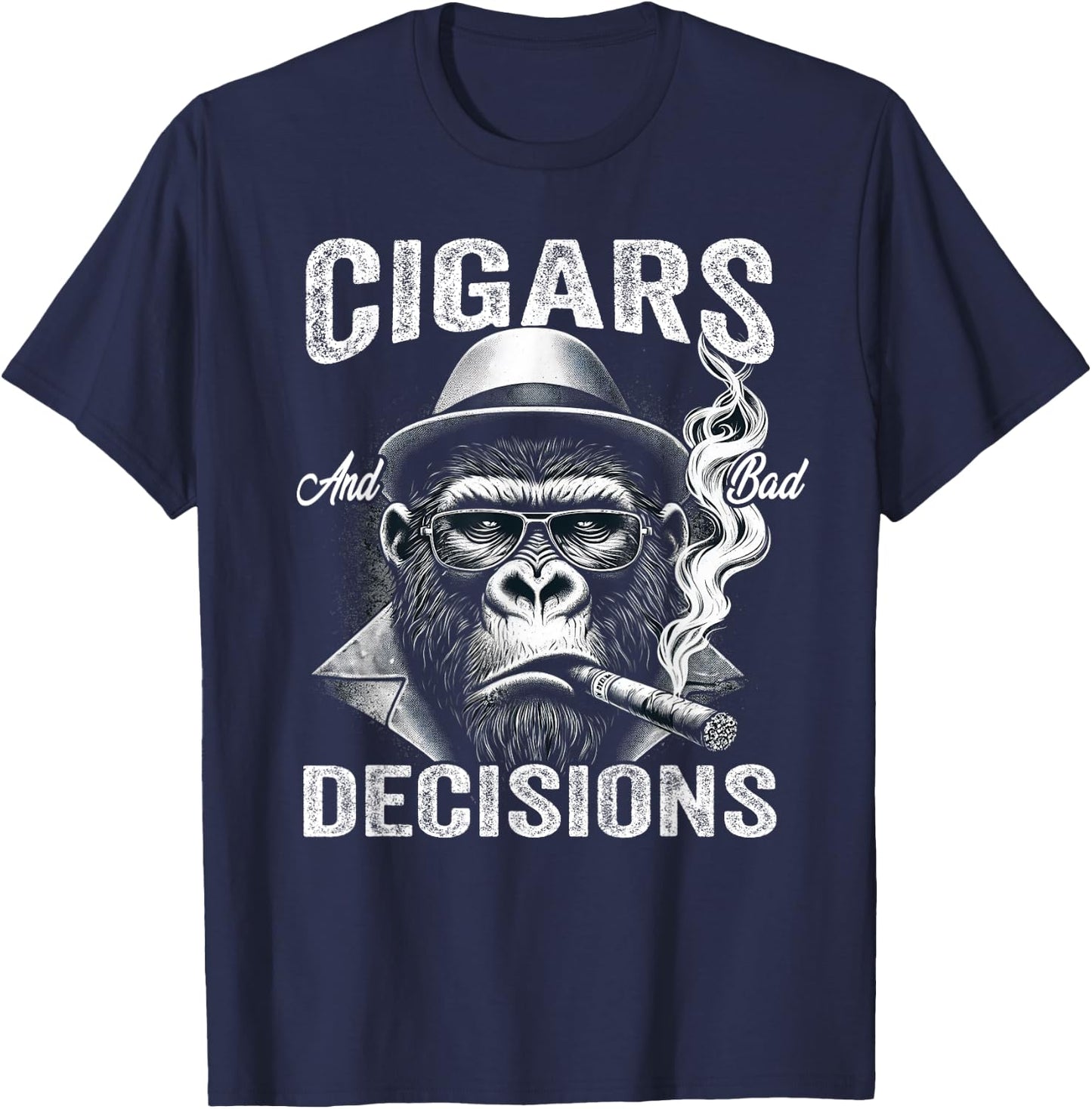Funny Monkey Cigars And Bad Decisions Women T-Shirt - T-Shirt | Navy