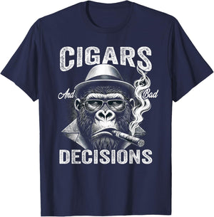 Funny Monkey Cigars And Bad Decisions Women T-Shirt - T-Shirt | Navy
