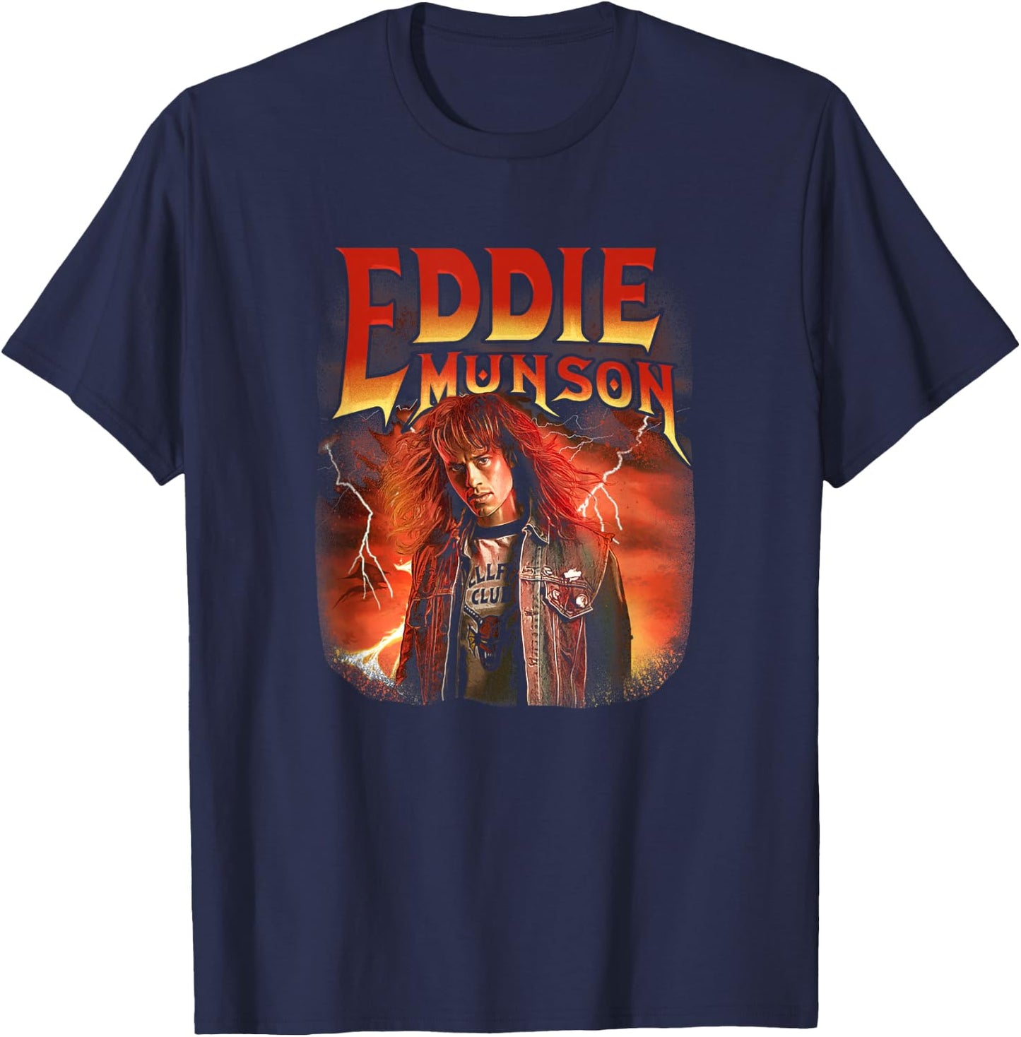 Stranger Things 4 Eddie Munson Portrait T-Shirt - T-Shirt | Navy