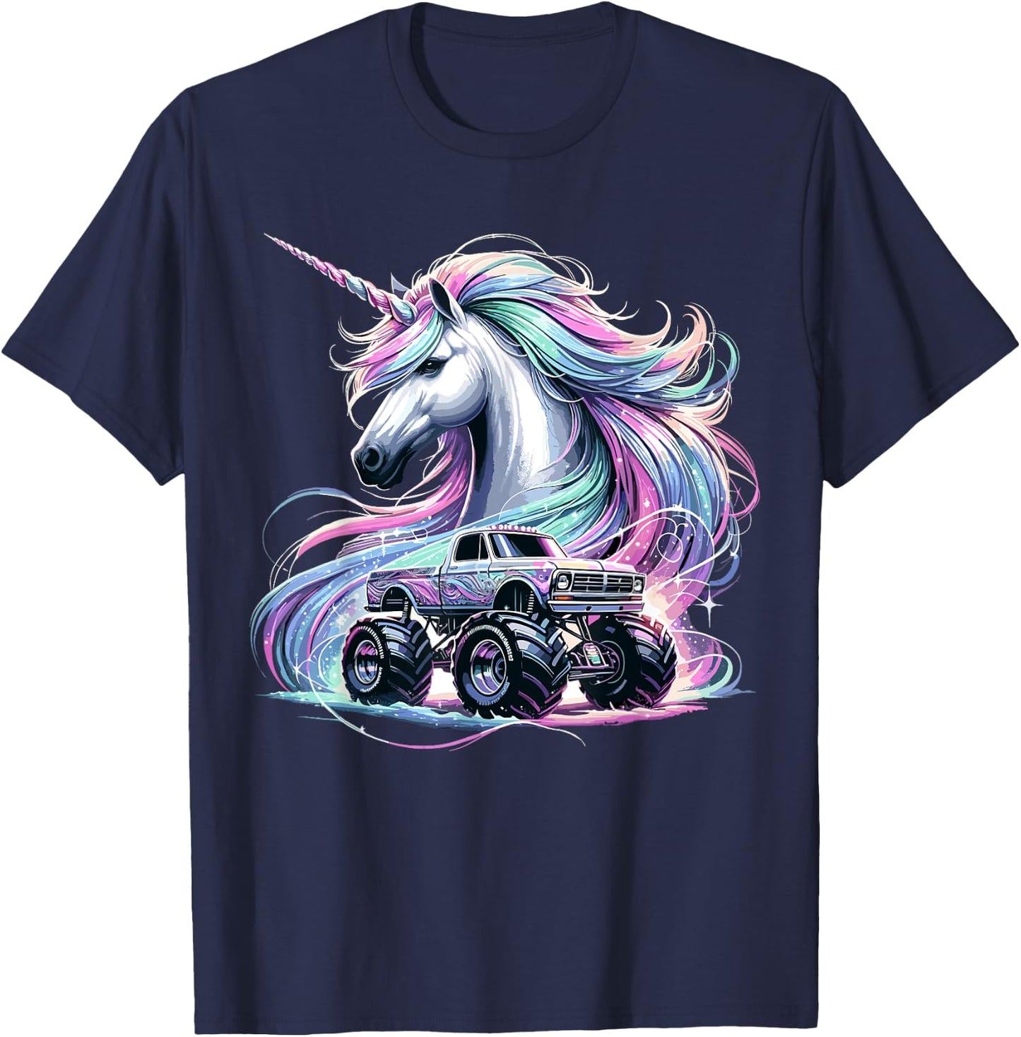 Monster Truck Unicorn Birthday Party Monster Truck T-Shirt - T-Shirt | Navy
