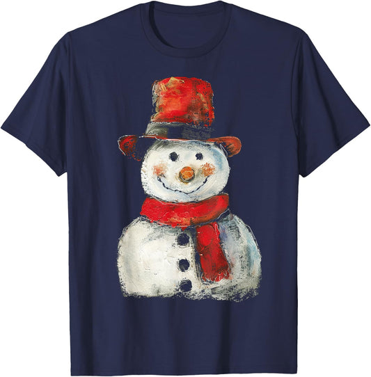 Snowman Christmas Graphic X-Mas Art Family Snowman T-Shirt - T-Shirt | Navy