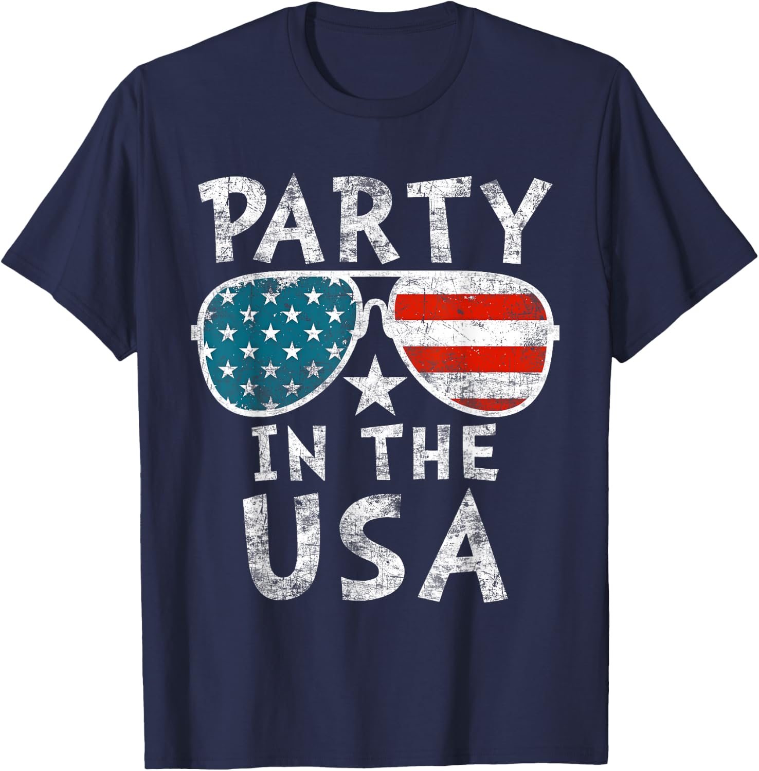 American Flag Party In USA 4th July Patriotic Kids Teen Girl T-Shirt - T-Shirt | Navy