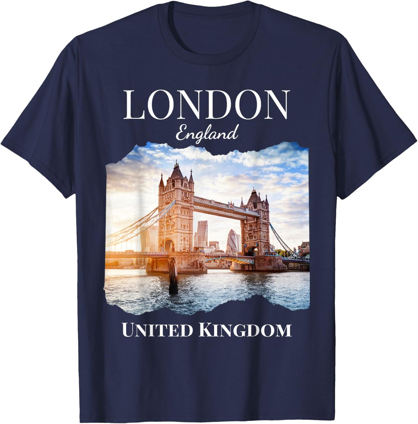 London England United Kingdom Souvenir Tower Bridge Vacation T-Shirt - T-Shirt | Navy