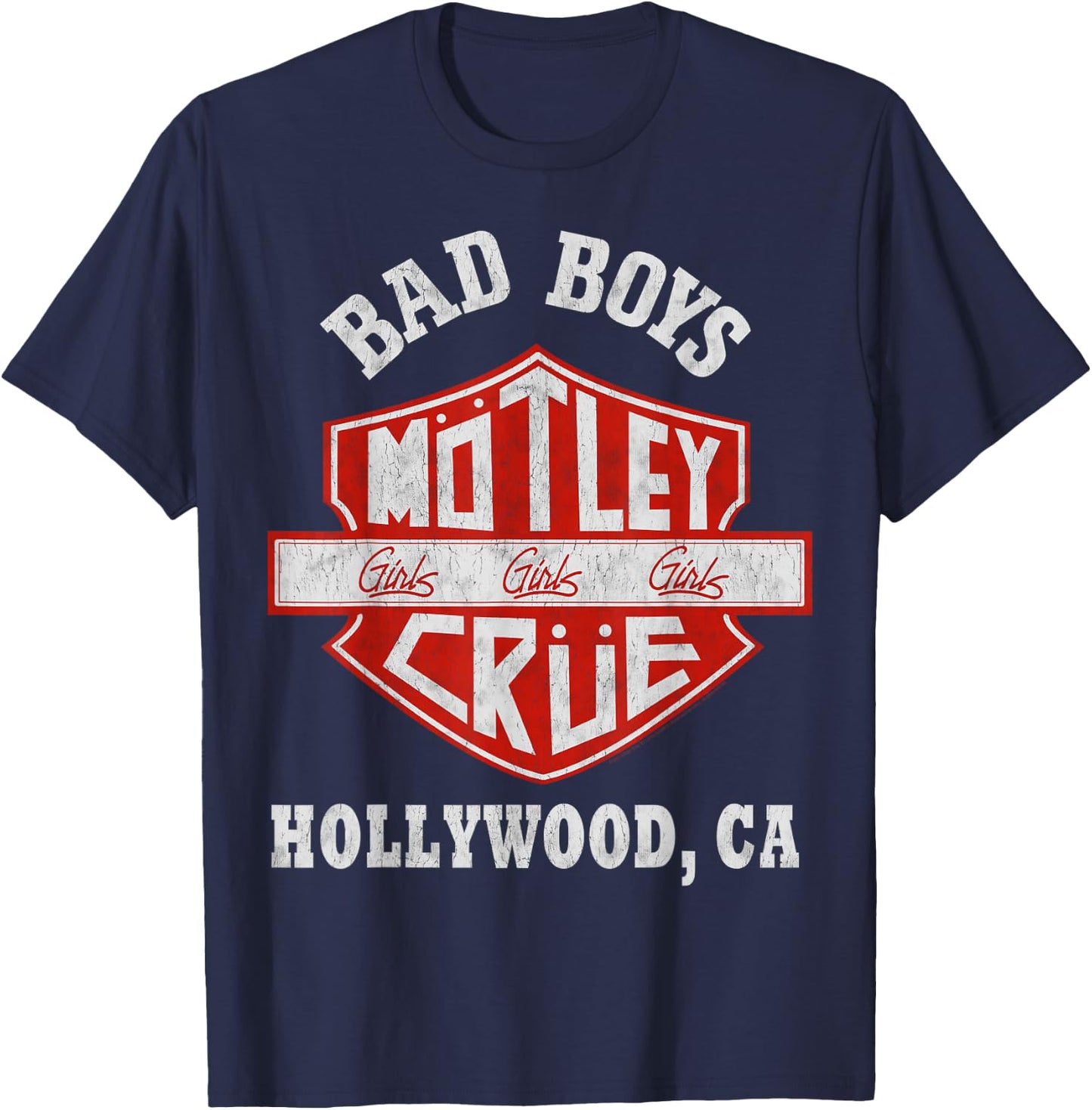 Mötley Crüe – Bad Boys Shield T-Shirt - T-Shirt | Navy