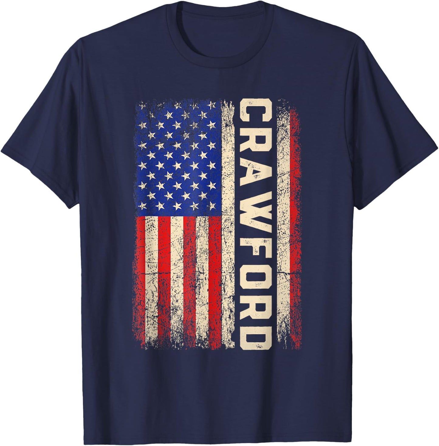 Crawford Last Name Shirt Crawford Name American Flag T-Shirt - T-Shirt | Navy