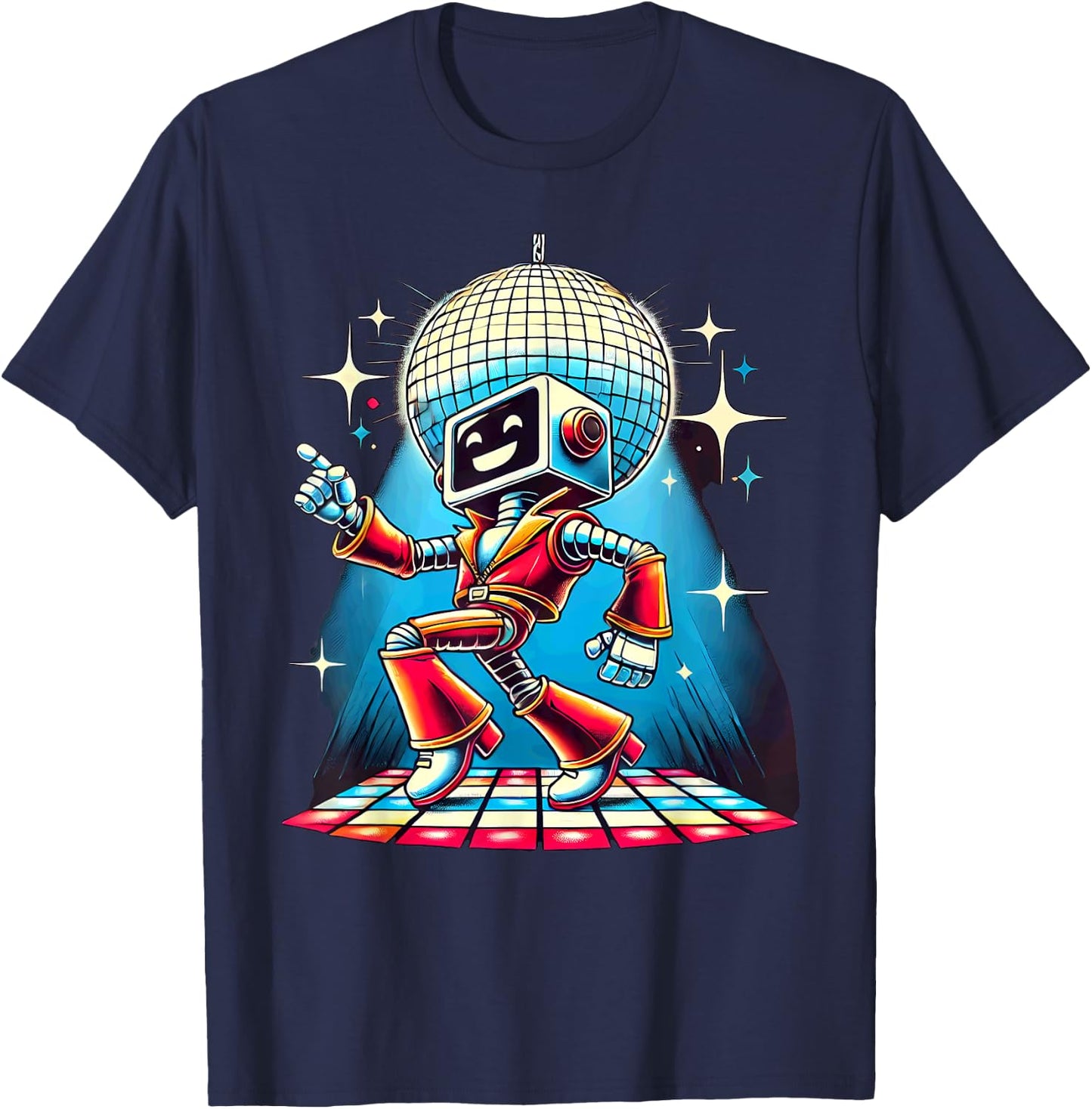 Aesthetic Robot Disco T-Shirt - T-Shirt | Navy