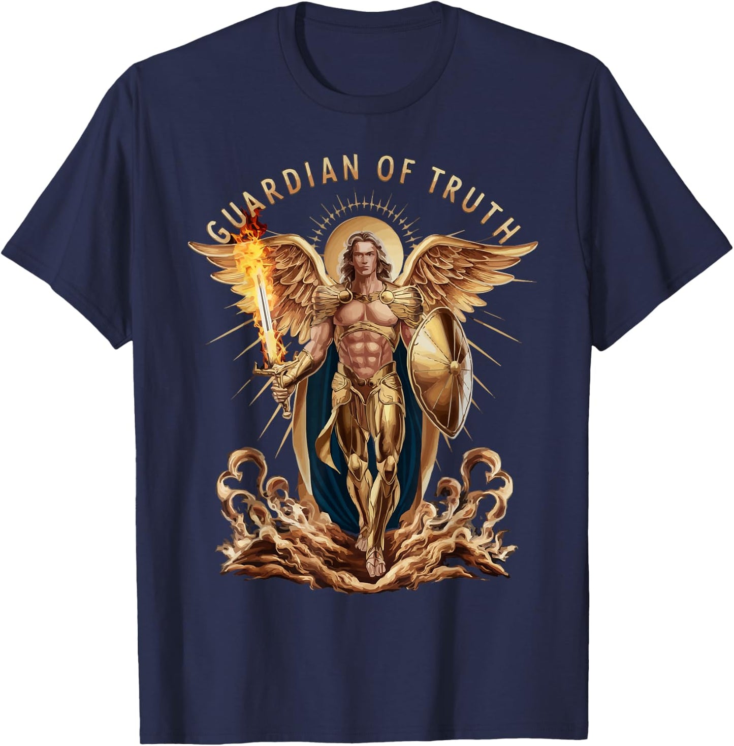 Archangel Michael Catholic Christianity Guardian Angel T-Shirt - T-Shirt | Navy