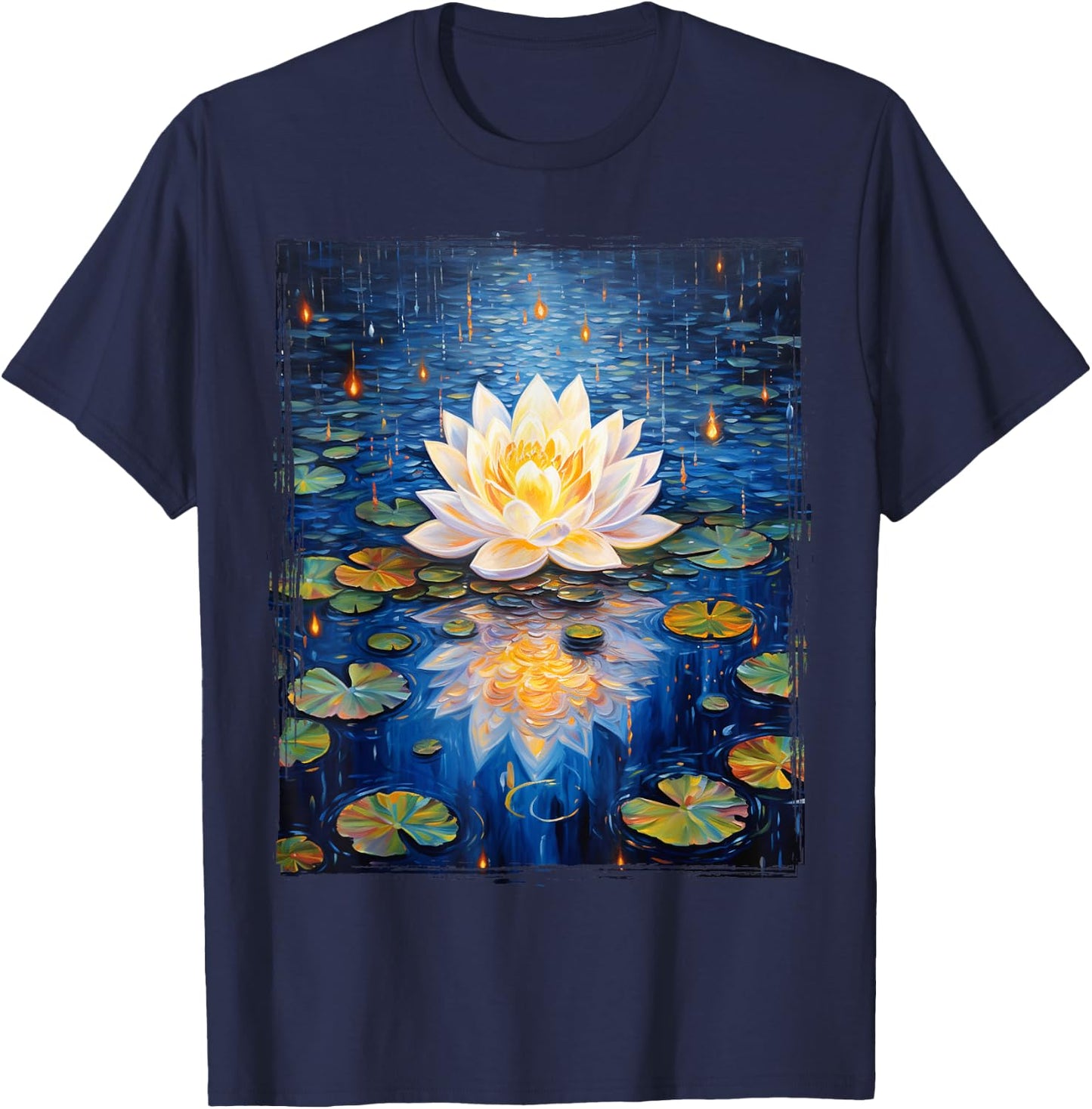 Vintage Lotus , Buddhist & Women T-Shirt - T-Shirt | Navy