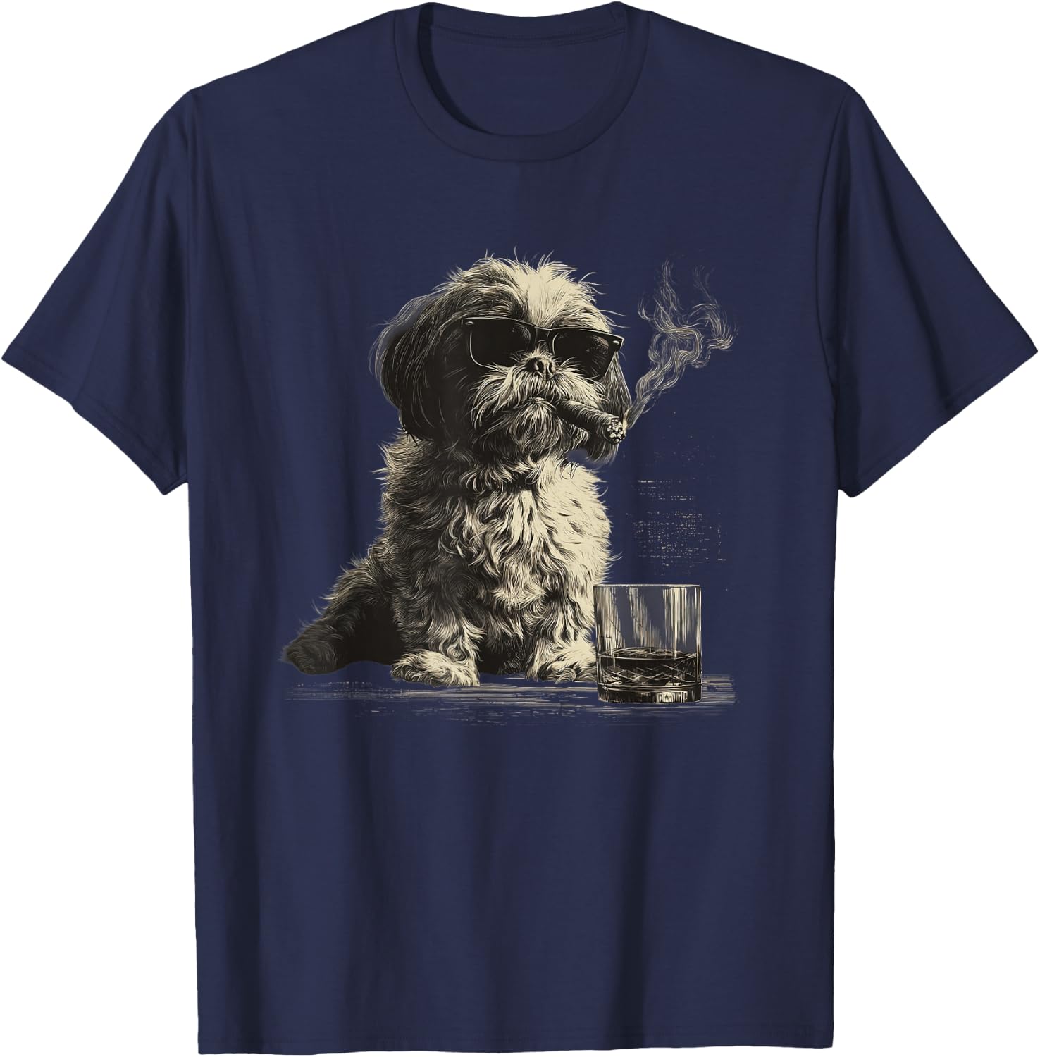 Shih Tzu Dad Dog Sunglasses Father's Day Family T-Shirt - T-Shirt | Navy