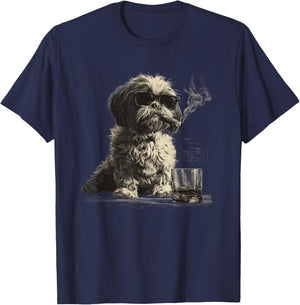 Shih Tzu Dad Dog Sunglasses Father's Day Family T-Shirt - T-Shirt | Navy