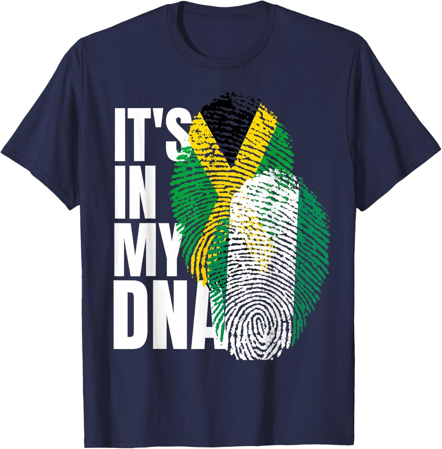 Jamaican And Nigerian Mix DNA Heritage Flag T-Shirt - T-Shirt | Navy