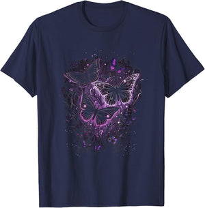 Butterfly Aesthetic Pink and Lila Butterflies Nature T-Shirt - T-Shirt | Navy